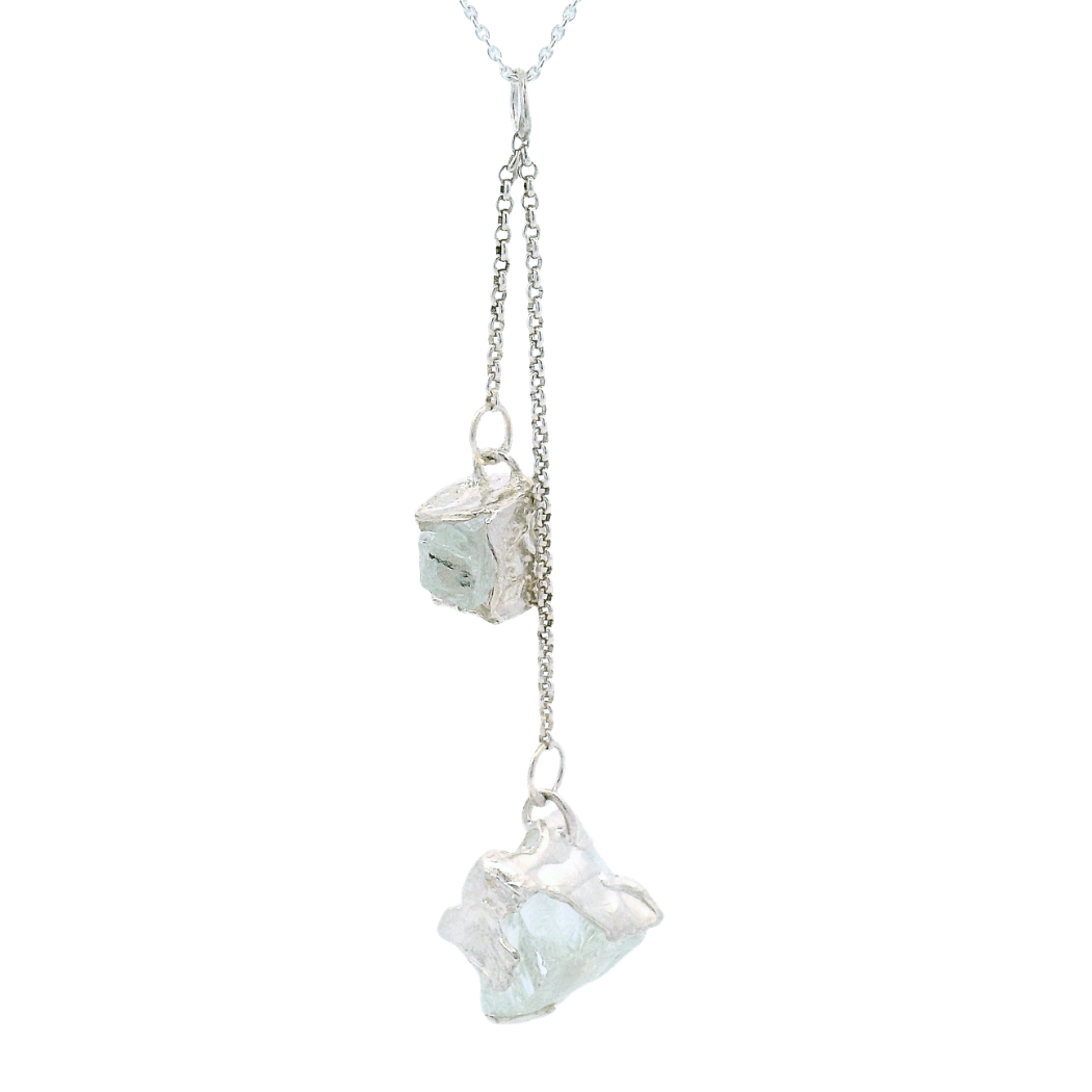 Sterling Silver Bus Stop Glass Double Pendant, view 3