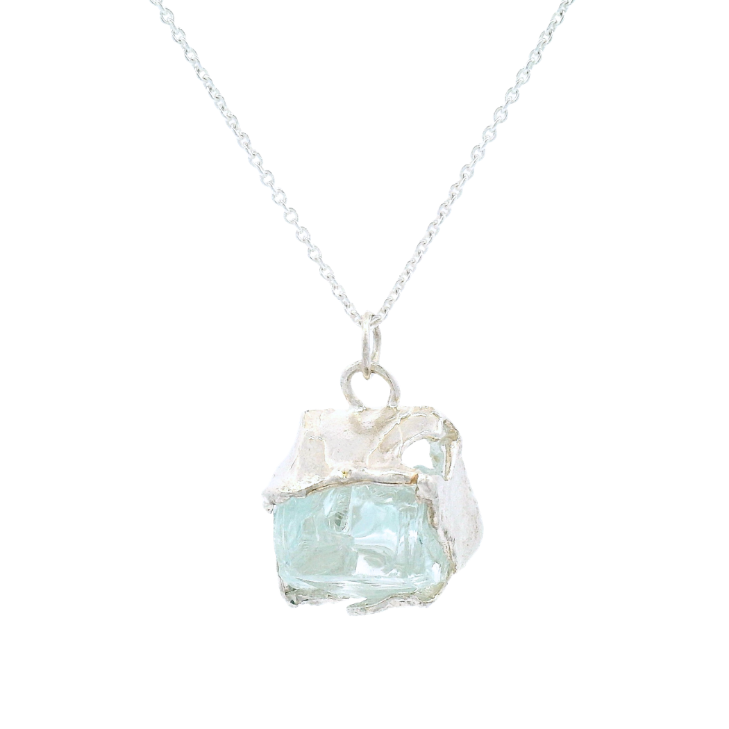 Silver Bus Stop Glass Pendant 24" in recycled silver and reclaimed glass