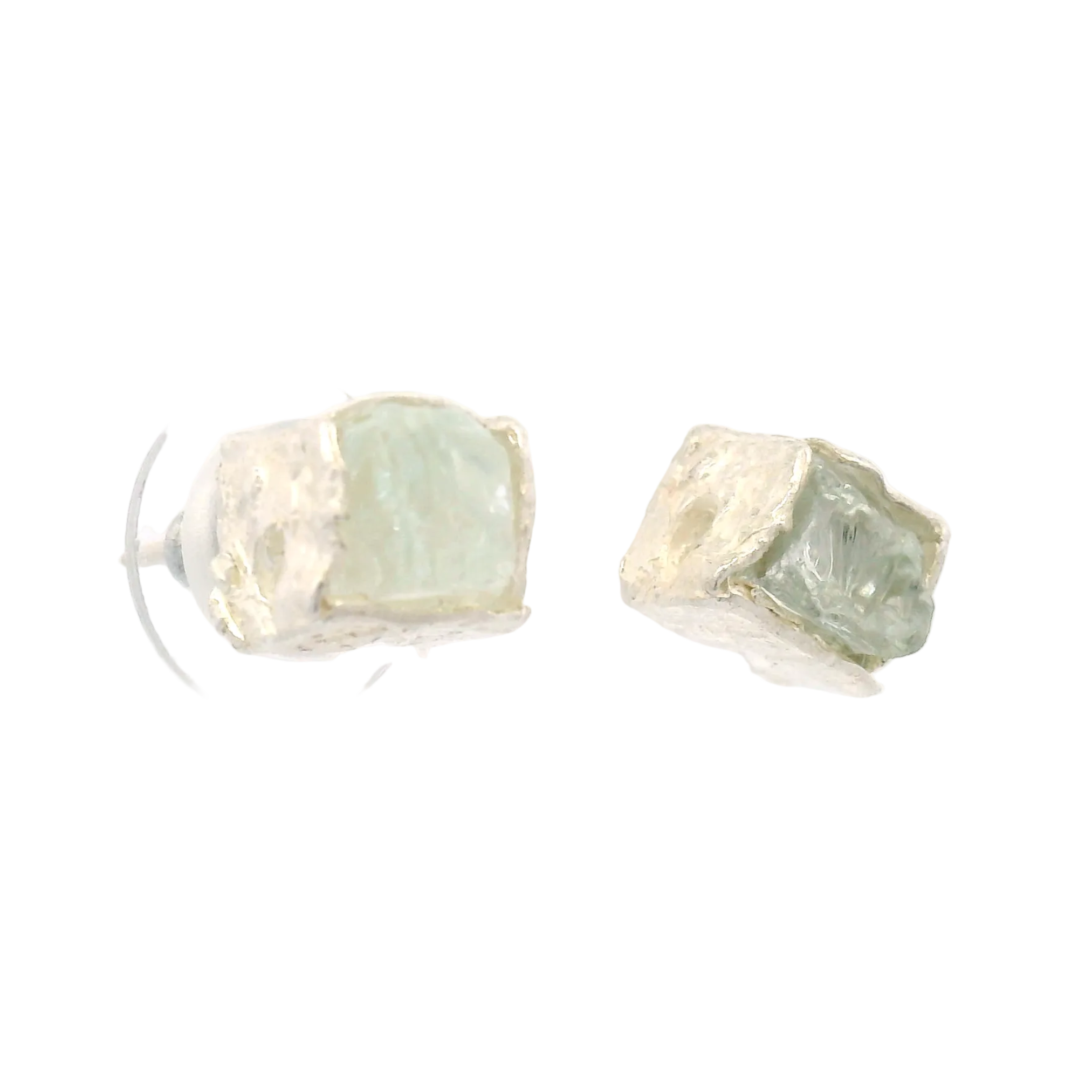 Silver Bus Stop Cube Stud Earrings, view 4