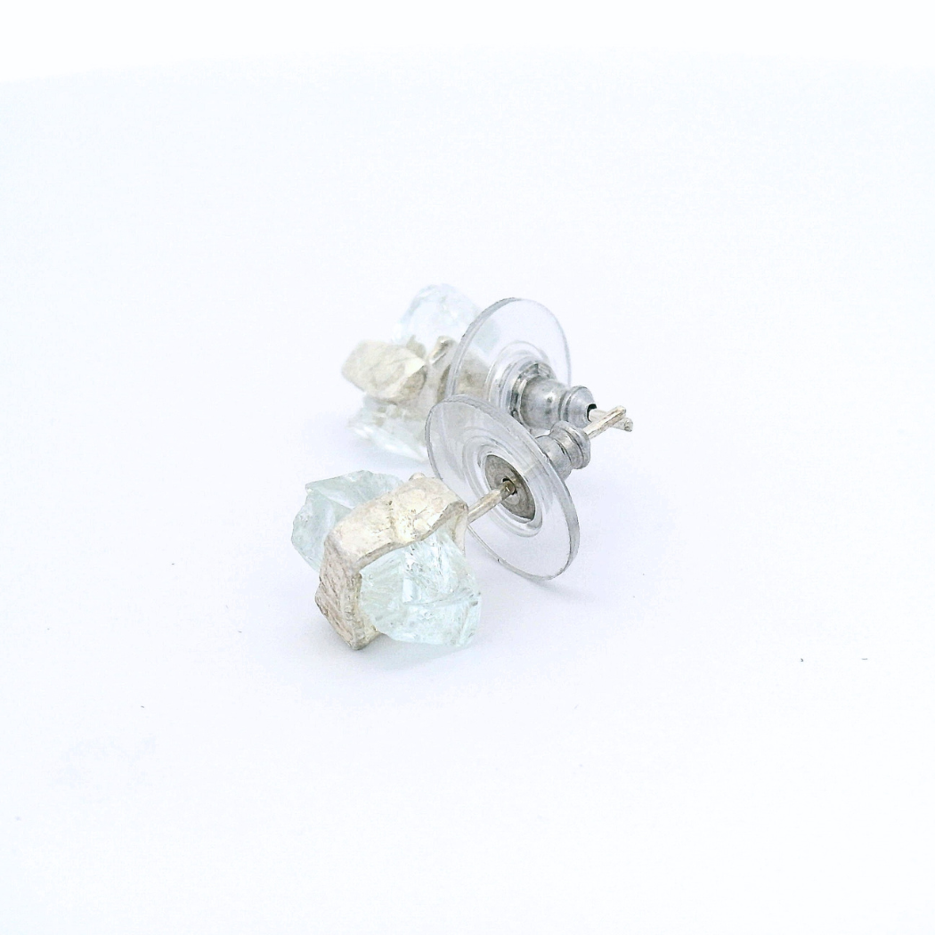 Sterling Silver Bus Stop Glass Stud Earrings, view 3