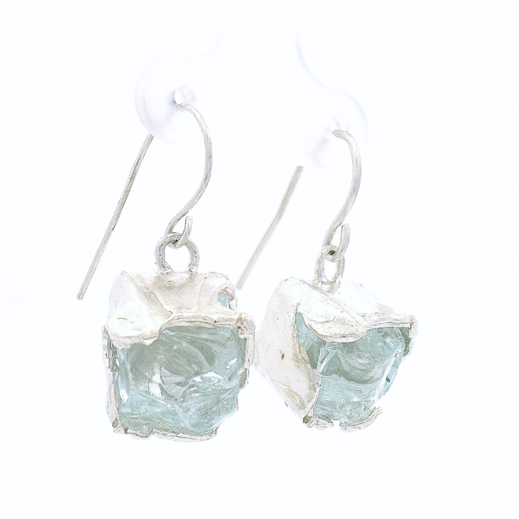 Sterling Silver Bus Stop Glass Earrings, view 3