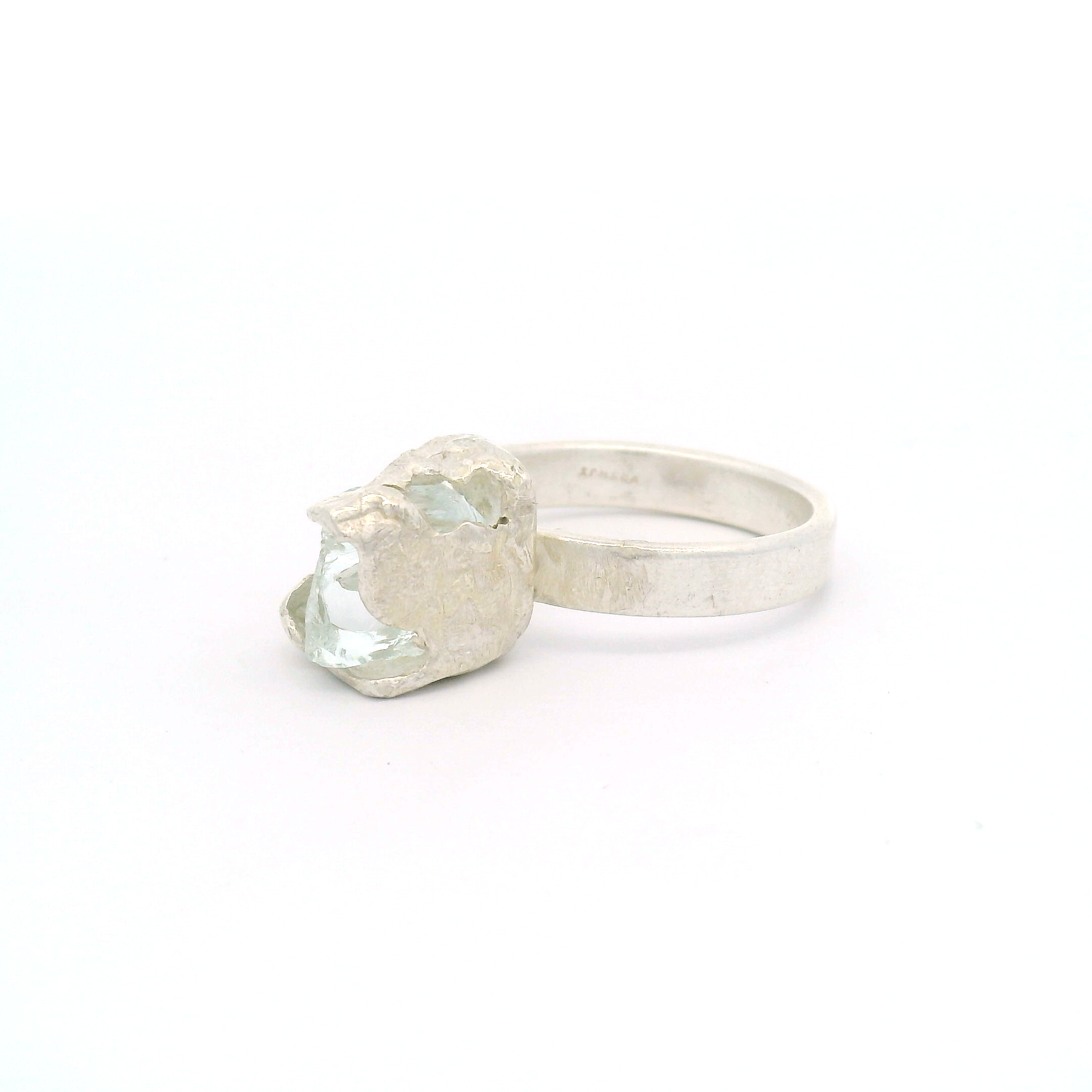 Silver Bus Stop Glass Ring Size 9, view 4